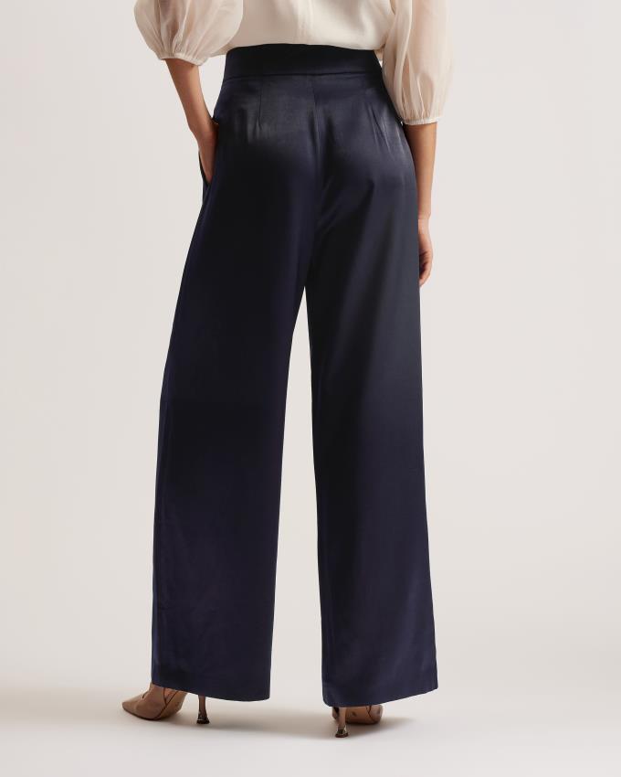 Pantalon Ted Baker Satin Wide Leg Tailored Bleu Marine Femme | CBI-40526523